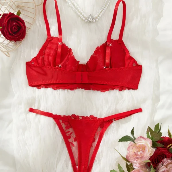 Lovermore Lingerie sexy Set di reggiseno e mutandine con ricamo floreale Set di biancheria intima erotica Set esotico Fantasia Intimo – Image 2