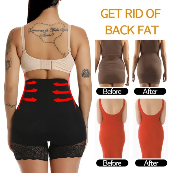 Shorts de sécurité sans couture en dentelle Shapewear pour femmes, shorts élastiques taille haute pour femmes,qui affine sous une jupe. – Image 3