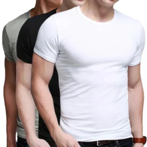 (3 pièces) M-5XL 100% coton  T-shirt YARRISON uni à manches courtes Blanc Noir Gris