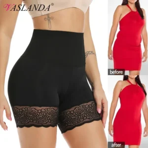 Shorts de sécurité sans couture en dentelle Shapewear pour femmes, shorts élastiques taille haute pour femmes,qui affine sous une jupe.