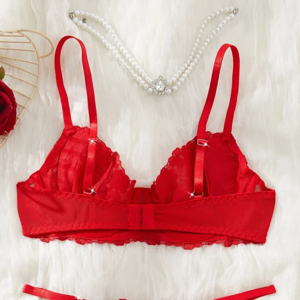 Lovermore Lingerie sexy Set di reggiseno e mutandine con ricamo floreale Set di biancheria intima erotica Set esotico Fantasia Intimo – Image 4