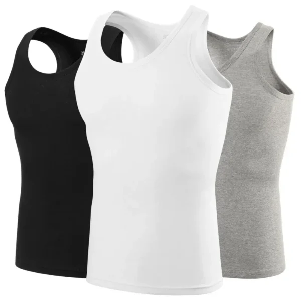 T-shirts YARRISON démembré pur coton Bodybuilding Blanc Noir Gris – Image 5