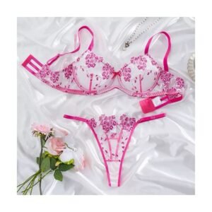 Ensemble Lingerie Floralia Rose Fuchsia – Dentelle & Transparence