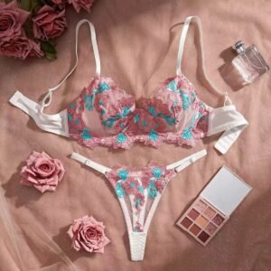 Ensemble Lingerie Floralia Rose Fuchsia – Dentelle & Transparence